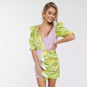 For love & lemons Dubois mix print mini dress in freedom floral sz small